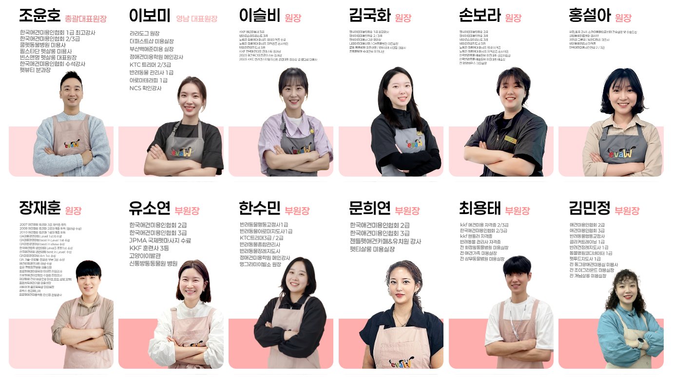 이바우펫 강사진 소개 1 — 대표원장 및 원장진